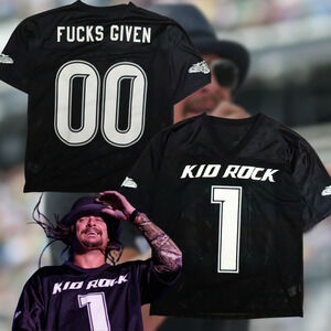 Kid Rock American Badass Football Jersey XL Black Y2K 0 F's Given Vintage